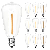 SUNSGNE 10 Pack Edison LED Replacement Light Bulbs, ST38 Clear Shatterproof Bulbs for Indoor Outdoor Patio ST38 String Lights, 0.6W E12 Candelabra Base Vintage Dimmable Lights, Warm White