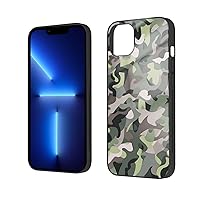 Abstract Camouflage Printed Case for iPhone 14 Cases 6.1 Inch - Tempered Glass Shockproof Protective Phone Case Cover for iPhone 14,Not Yellowing