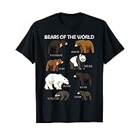 Bears Of The World Breeds Panda Polar Animals Lover Cute T-Shirt