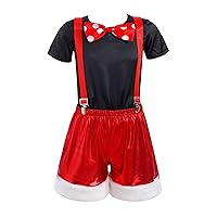 iiniim Kids Boys Mouse Birthday Outfit Bowtie Shirt with Suspenders Shorts Halloween Cosplay Costume Set