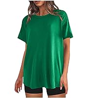 Womens Oversized T Shirts Loose Fit Crewneck Tshirt Plain Short Sleeve Tops Summer Casual 2024 Y2K Basic Tees