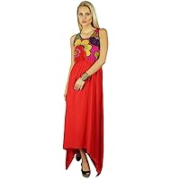 Bimba Long Elastic Waist Asymmetrical Rayon Dress for Women's Casual Wear Summer Summer