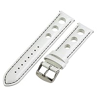 Clockwork Synergy, LLC 26mm Rally 3-hole Smooth White / Black Leather Interchangeable Replacement Watch Band Strap