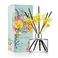 COCODOR Preserved Flower Reed Diffuser/Lemon Eucalyptus/6.7oz(200ml)/1 Pack/Home Fragrance Scent Essential Oil Stick Diffuser for Bedroom Bathroom Home Décor