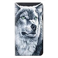 RW0123 Grim White Wolf PU Leather Flip Case Cover for Google Pixel 4a 5G