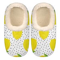 Yellow Fruit Lemon Women's Slippers, Lemon Soft Cozy Plush Lined House Slipper Shoes Indoor Non-Slip Slippers for Girls Boys Teenager
