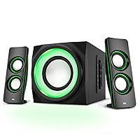 CA-SP34BT Bluetooth Speakers with LED Lights – The Perfect Gaming, Movie, Party, Multimedia 2.1 Subwoofer Speaker System, Black