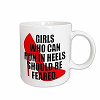 3dRose Girls who can run in heels should be feared. Red. - Mugs (mug_202834_2)
