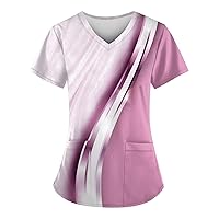 Womens Tops Valentine’S Day Plus Size Scrubs for Women Stretch Sets with Big Pockets CNA