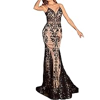 Mermaid Sparkle Prom Dress V Neck Sleeveless Court Train Lace Celebrity Dress with Sequin Crystals Embroidery 2024