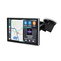 Wireless Carplay Android Auto Portable Apple Screen Navigation 7 Inch Car Audio Support YouTube, Car Radio Receiver with GPS, WiFi, FM, AUX, Dash Windshield Mounted