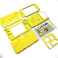 Custom New3DSXL Extra Housing Case Shells PKQ Limited Yellow Replacement, for New 3DS New3DS XL LL 3DSXL 3DSLL Game Console, JP Edition 5 Cover Plates + Buttons, Screws, Stylus, Mirror, Plugs
