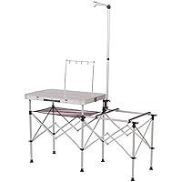Pack-Away Portable Camp Kitchen, Outdoor Folding Kitchen with Spacious Prep Area, Side Table, Lantern Holder, Hanging Hooks, & Mesh Shelf; Great for Camping, Tailgating, Grilling & More