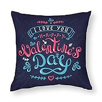 Throw Pillow Covers Happy Valentine_s Day I Love You Navy Smooth Soft Comfortable Polyester Pillowcase Cushion Cover with Hidden Zipper for Wedding Couch Sofa Bedroom，20