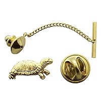 Box Turtle Tie Tack ~ 24K Gold ~ Tie Tack or Pin - 24K Gold Plated