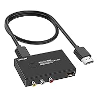 RCA to Hdmi Converter, HDMI Switch 4K@60Hz, 2 in 1 Out Video Converter, Support 16:9/4:3 720P/1080P Compatible with Xbox PS5/4/3 Blue-Ray DVD Player Fire Stick Roku VCR VHS