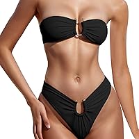 Women's Spring/Summer Solid Color Chest Cushion Without Steel Support Bra U Shaped Bikini Split Swimsuit Bra