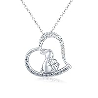 MEDWISE Sterling Silver Mommy Rabbit Baby Bunny Necklace Mother Daughter Necklace Jewelry I Love You To the Moon and Back Generation Pendant Necklace Gifts for Mother’s Day Birther Day Eaters Day