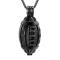 Cremation Jewelry for Ashes Pendant - American Football Cremation Locket Necklace For Ashes with Mini Keepsake Urn Memorial Ash Jewelry