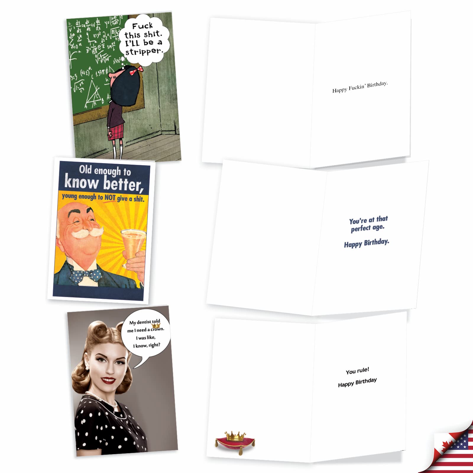 NobleWorks - 10 Funny Birthday Cards Box Set for Men and Women, Assorted Bulk Humor Greeting Cards, Envelopes - A Very Funny Birthday AC5979BDG-B1x10