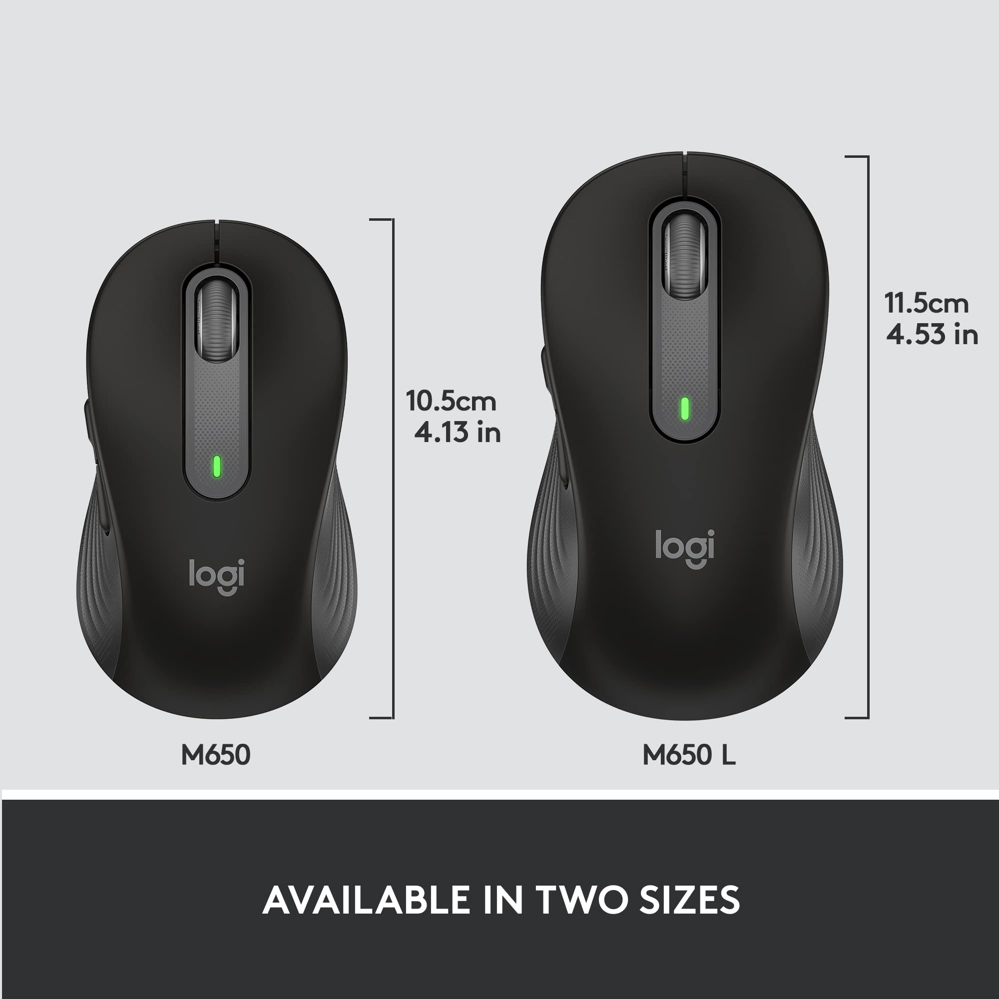 Logitech Signature M650 L Full Size Wireless Mouse - For Large Sized Hands, 2-Year Battery, Silent Clicks, Customizable Side Buttons, Bluetooth, for PC/Mac/Multi-Device/Chromebook - Black