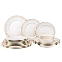 20-pc. Dinner Set Service for 4, 24K Gold-plated Luxury Bone China Tableware (