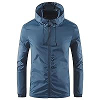 Big and Tall Zip Hoodies for Men Lightweight Rain Jacket Packable Softshell Raincoat Golf Hiking Travel Hooded Windbreakers