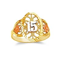 Sonia Jewels 14k Rose Yellow & White Gold 15 Years Birthday Filigree Ring