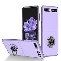 Back Case Cover Slim Case for Samsung Galaxy Z Flip 2 5G with Built-in 360°Rotate Ring Magnetic Stand Full Body Cover,Rugged Heavy Duty Shockproof Phone Protection Case Protective Case Purple