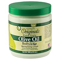 Extra-Virgin Olive Oil Body Whip Moisturizing Cream, A Higher Level of Moisturizing For Long Lasting Silky, Soft, Glowing Skin 15oz Jar