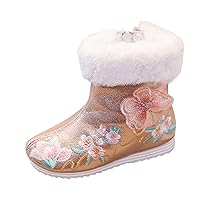 Girls Shoes Butterfly Embroidered Warm Cotton Boots Embroidered Boots National Boots Princess Girl Kids Boots