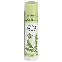 Badger - Herbal Lip Balm with Cocoa Butter, Tea Tree & Lemon, Certified Organic Lip Balm