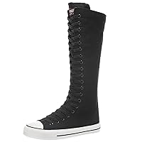 Women Fashion Canvas Dance Boots Knee High Bicycling Boots Girls Fancy School Shoes
