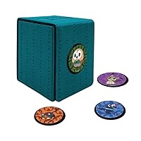 Ultra Pro - Pokemon Alcove Click Alola: Store 100 Double-Sleeved Cards with 4 Themed Badges of Litten, Popplio, Rowlet, and Mimikyu. Customize with 1.5 in. Diameter Badges for a Unique Touch