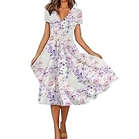 Women's Previous Orders Placed by Me in 2023 Recently Summer Casual Fashion Floral Print Short Sleeve Dress, S-5XL