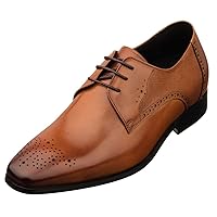 TOTO Men's Invisible Height Increasing Elevator Shoes - Premium Leather Lace-up Formal Dress Oxfords - 2.2 Inches Taller