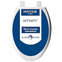 MAYFAIR 1887SLOW 000 Affinity Slow Close Removable Toilet Seat that will Never Loosen, Providing the Perfect Fit, ELONGATED, Long Lasting Solid Plastic, White
