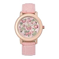 Sweet Strawberry Casual Watches for Women Classic Leather Strap Quartz Wrist Watch Ladies Gift