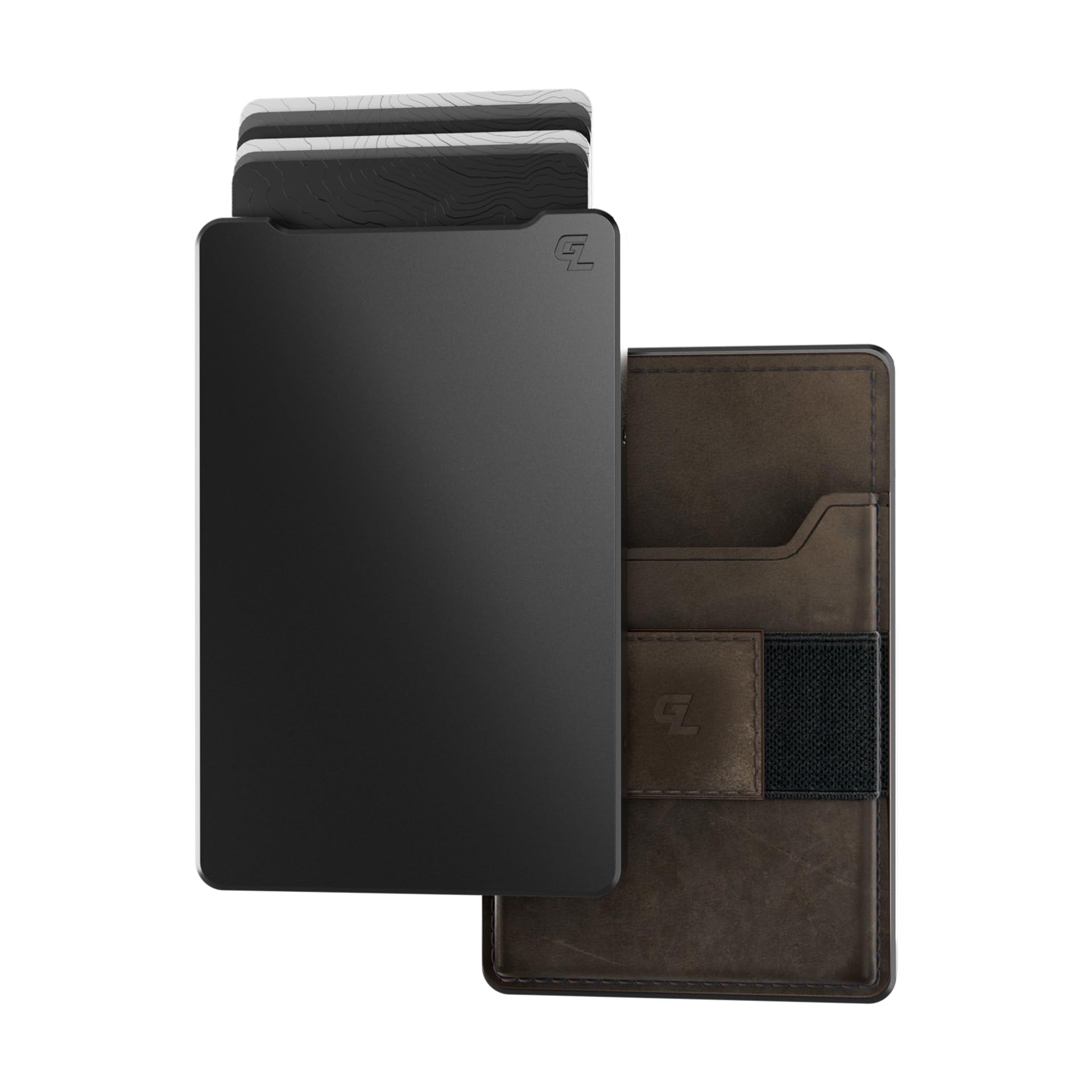 Groove Life Groove Wallet Gun Metal/Brown Leather Go Mens Minimalist Aluminum Credit Card Holder, Magnetic Thumb Swipe, RFID Blocking, Magsafe, Genuine Leather Attachment, Lifetime Coverage