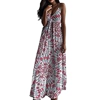 Women Floral Spaghetti Strap Sundress Casual Summer Long Maxi Dress Vneck Sexy Boho Dresses Plus Size Boho Dress