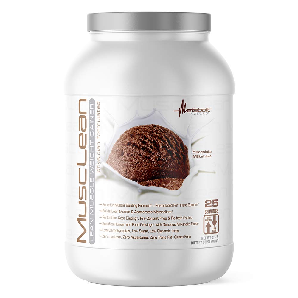 Metabolic Nutrition - Musclean - Milkshake Weight Gainer, Whey High Protein Meal Replacement, Maintenance Nutrition, Low Carb, Keto Diet, Digestive...