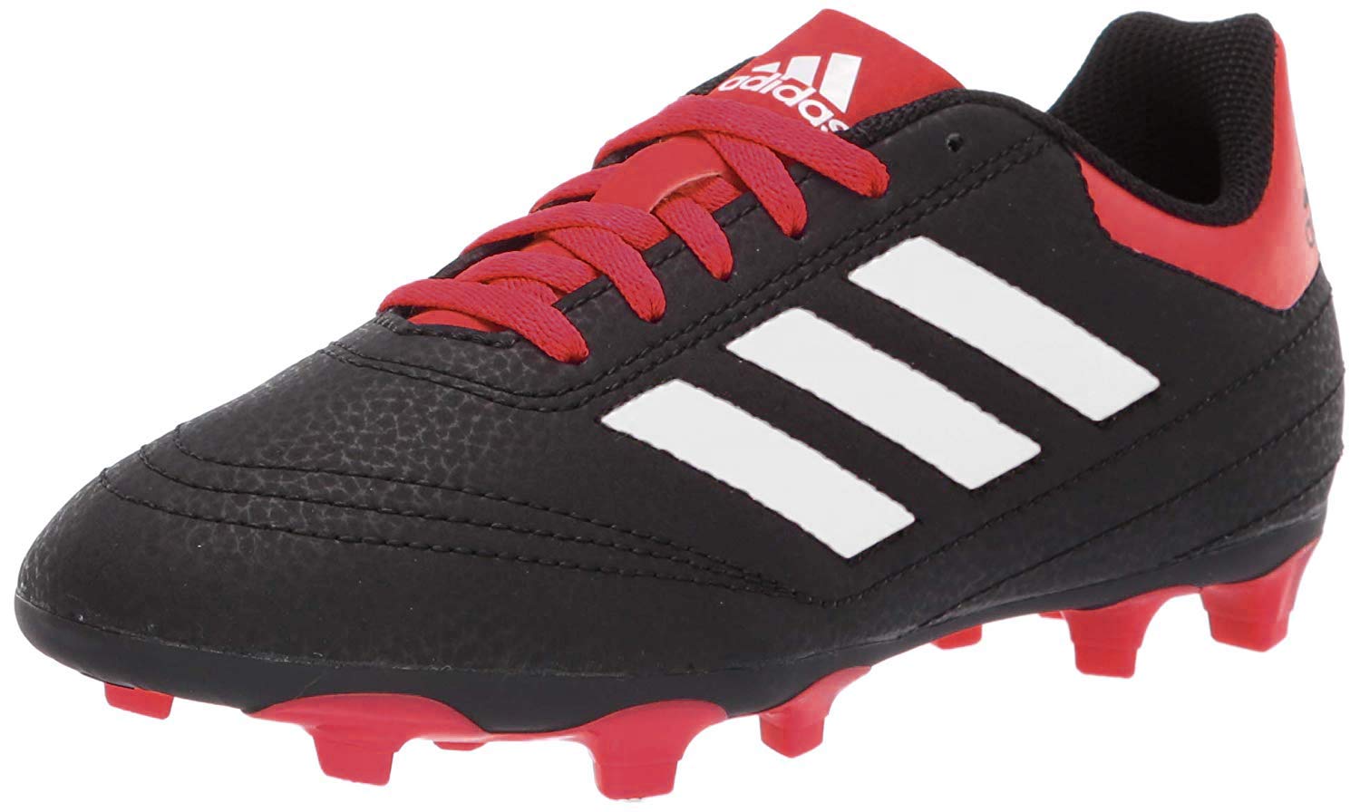 adidas Unisex-Kid's Goletto VI Firm Ground Football Shoe, Black/White/Scarlet, 10.5K M US Little Kid