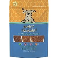 Paddywack Buffalo Dog Chews, 6 Inches, 5 Pieces - All Natural, Free Range, Healthy, Grain Free, Honey Coated & Crunchy