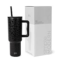 Simple Modern 40 oz Tumbler with Handle and Straw Lid | Insulated Reusable Stainless Steel Water Bottle Travel Mug Cupholder Use | Gift for Women Men Him Her | Trek Collection | 40oz | Black Leopard