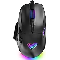 AULA Gaming Mouse, 12800 DPI RGB Wired Gaming Mouse with 13 Backlit Modes & 6 Programmable Macro Buttons, PC Gaming Mice Support DIY Keybinding, Mouse Gamer for Laptop PC Mac