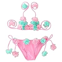 5 Girls Bikini Toddler Summer Girls Fashion Flowers Cute Lace Up Top Shorts Ruffles Two Piece Swimwear Kids