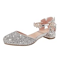 Heels for Kids 4.5cm Low Heel Dress Close Toe Sandals Flower Wedding Party For Little Sandals for Toddler Girls