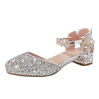 Girls Sandals 3 Dress Shoes Wedding Party Close Toe Glitter High Heels For Kids Girls Shoes with Straps