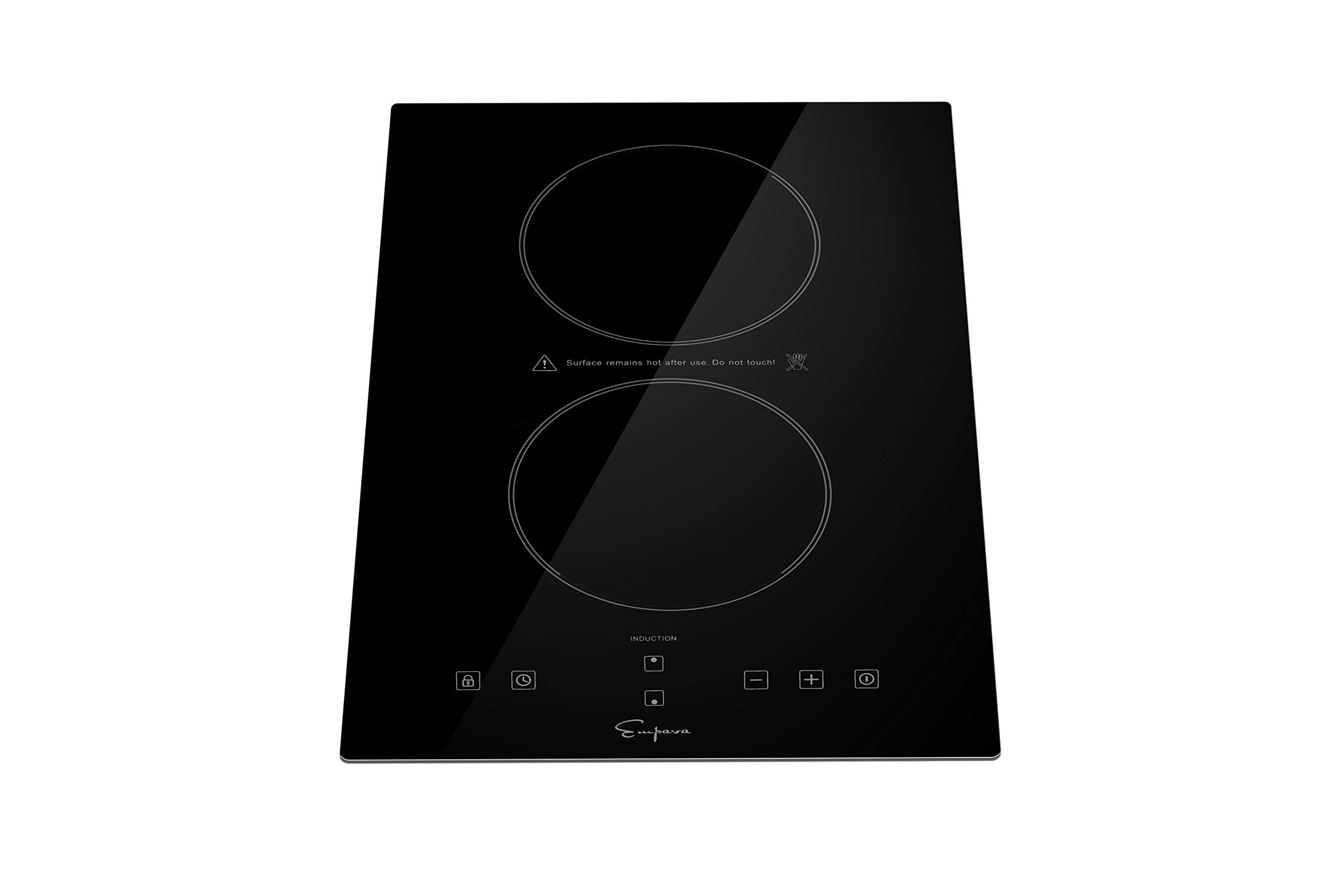 Empava 12 Inch Electric Induction Cooktop Smooth Surface with 2 Burners 120V, 12 Inch, Black