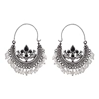 Oxidised Peacock design Hoop Earrings For Women And Girls